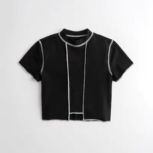 Hollister Social Tourist NWT Mock Neck Contrast Stitch Crop Top Sz. L